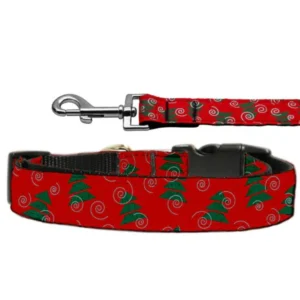 Christmas Trees Nylon and Ribbon Collars 1'' wide x 6' Leash