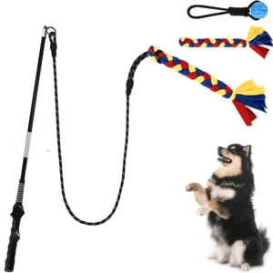 Flirt Pole for Dogs, Teaser Wand with Lure Chewing Toy