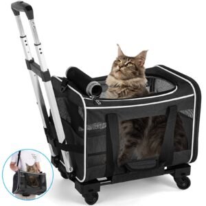 Pet Carrier with Wheels for Dogs and Cats for Travel